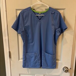 Blue V-Neck Scrub Top